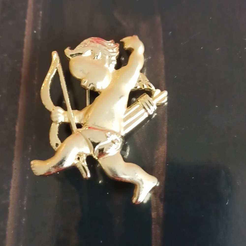 Vintage AJC Brooch Angel Cherub Valentine